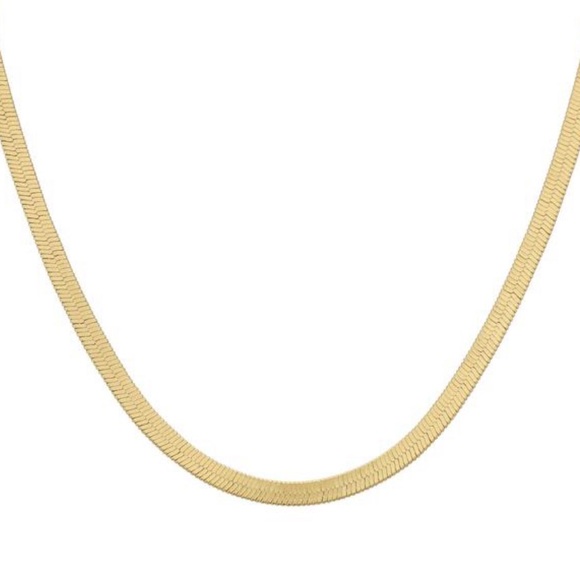 NEW NECKLACE 18K GOLD HERRINGBONE CHAIN NECKLACE - Picture 3 of 6